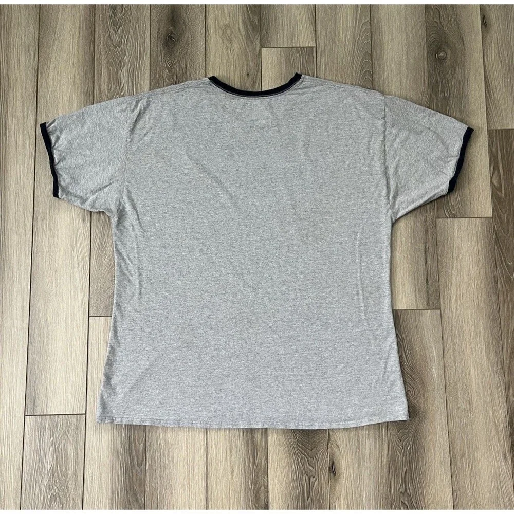 Champion Gray/Navy Collar Men's Short Sleeve Cotton Tee Regular Sz 2XL - Picture 5 of 9